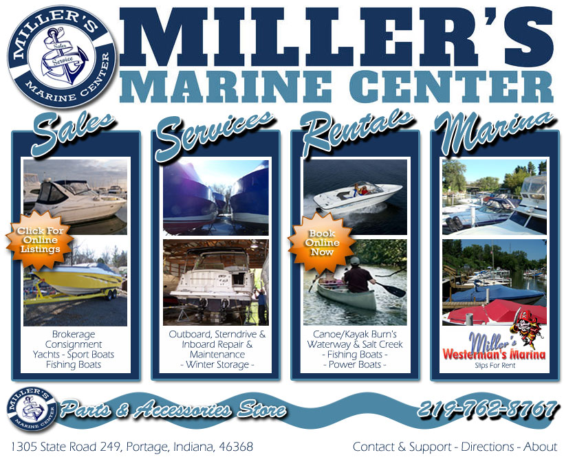 Miller's Marine Center, Miller's Westerman's Marina, Portage, Indiana, Full Service Boat Yard