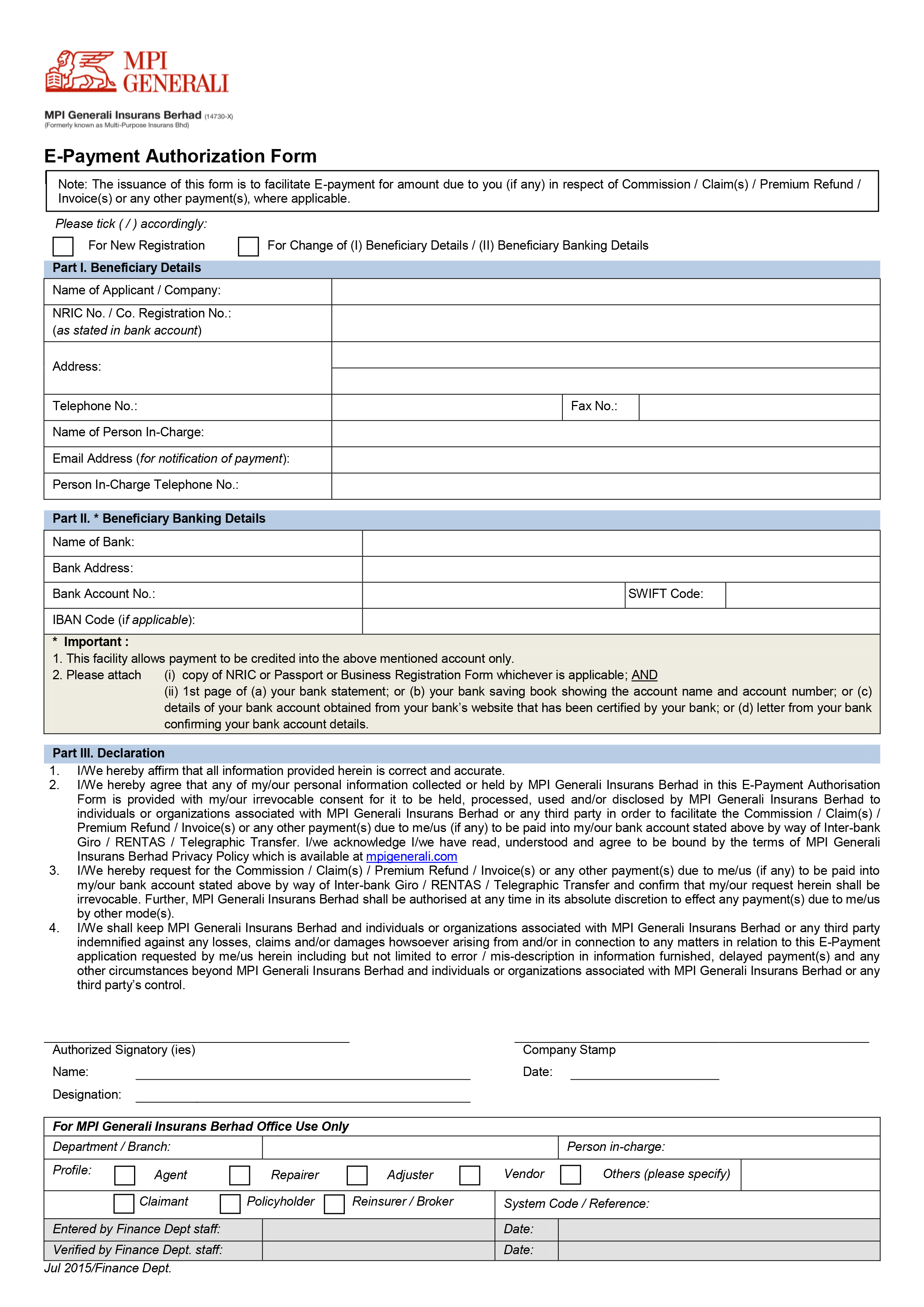 MediSavers Claims / ePayment Forms
