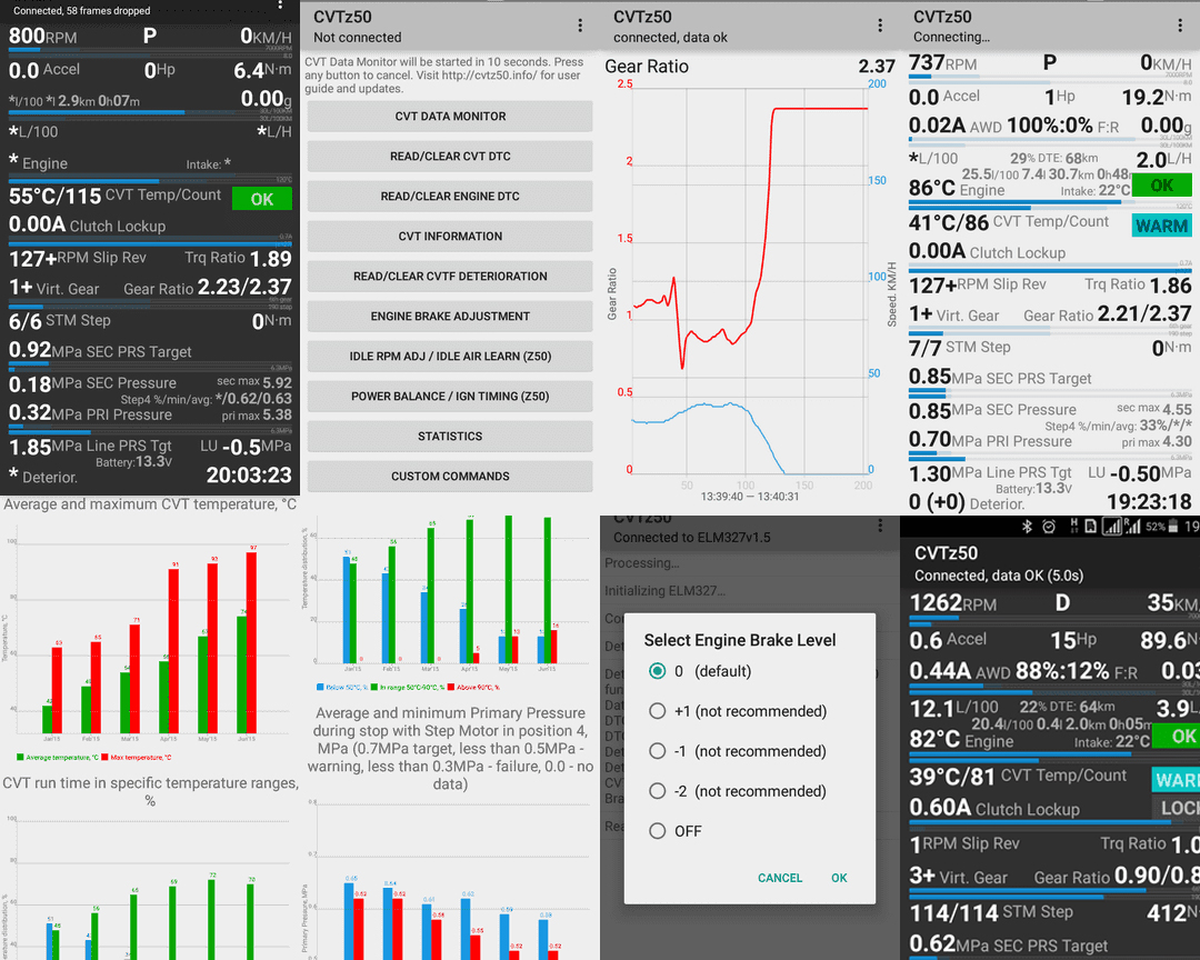 CVTz50 Android App Nissan Maxima CVT Diagnostics (Monitor Temps