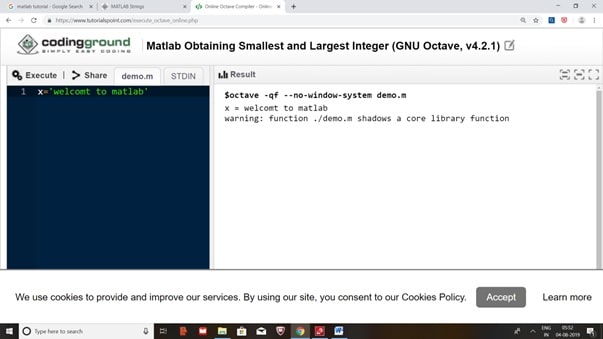Strings in Matlab help