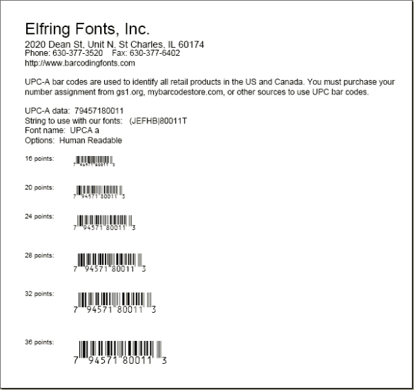 Retail Bar Code Solution Software Utility from Elfring Fonts