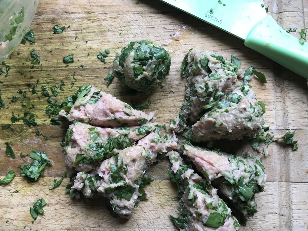 Greek turkey meatballs! Seasoned with oregano and spinach so good!