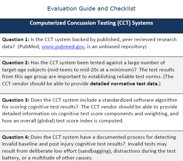 Evaluating Computerized Concussion Testing Systems MyBrainTest