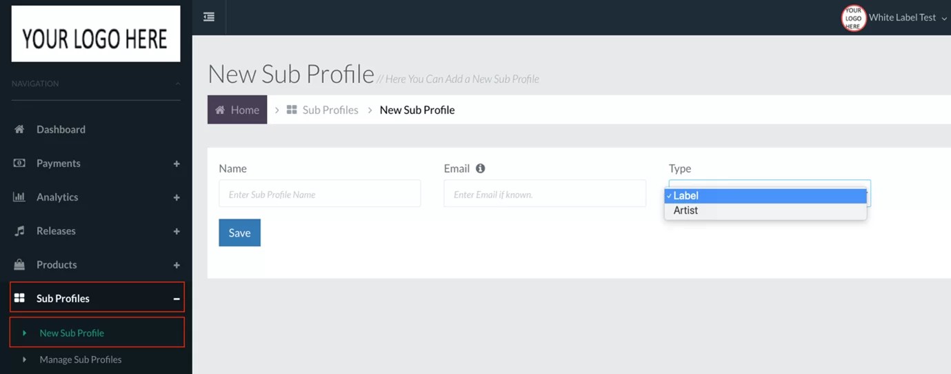 How to create White Label Music Distribution profiles My Client Zone