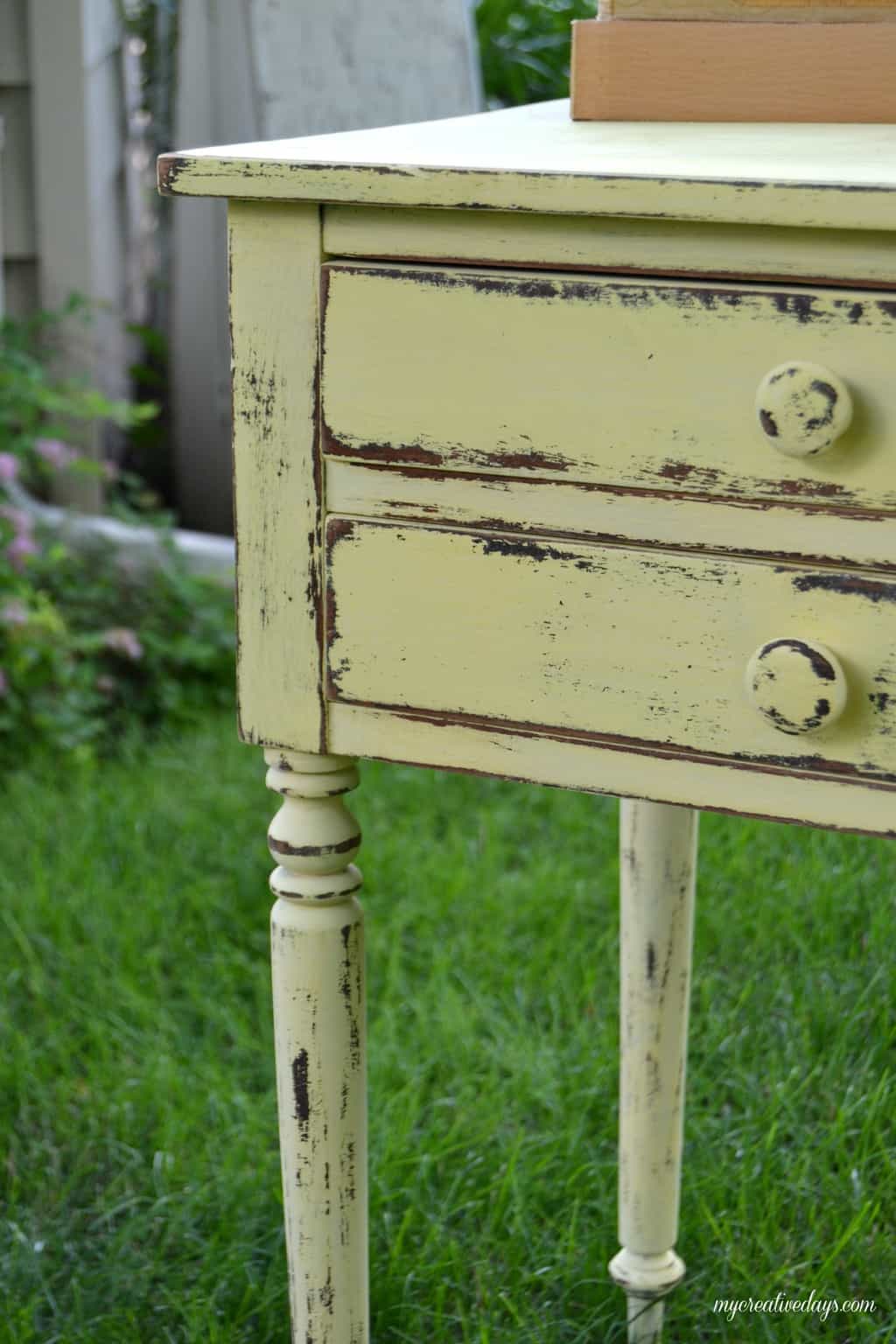 Yellow Distressed Side Table mycreativedays