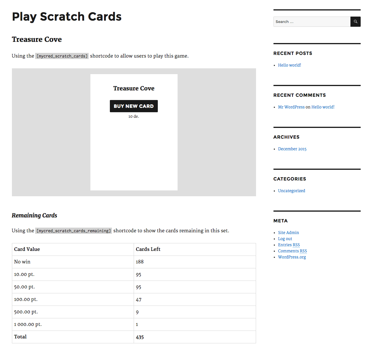 Scratch Cards Addon myCred