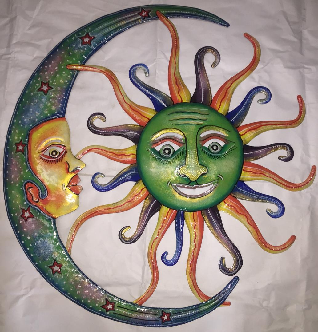 Sun, Moon and Stars Wall Art painted 23" All items are handmade in