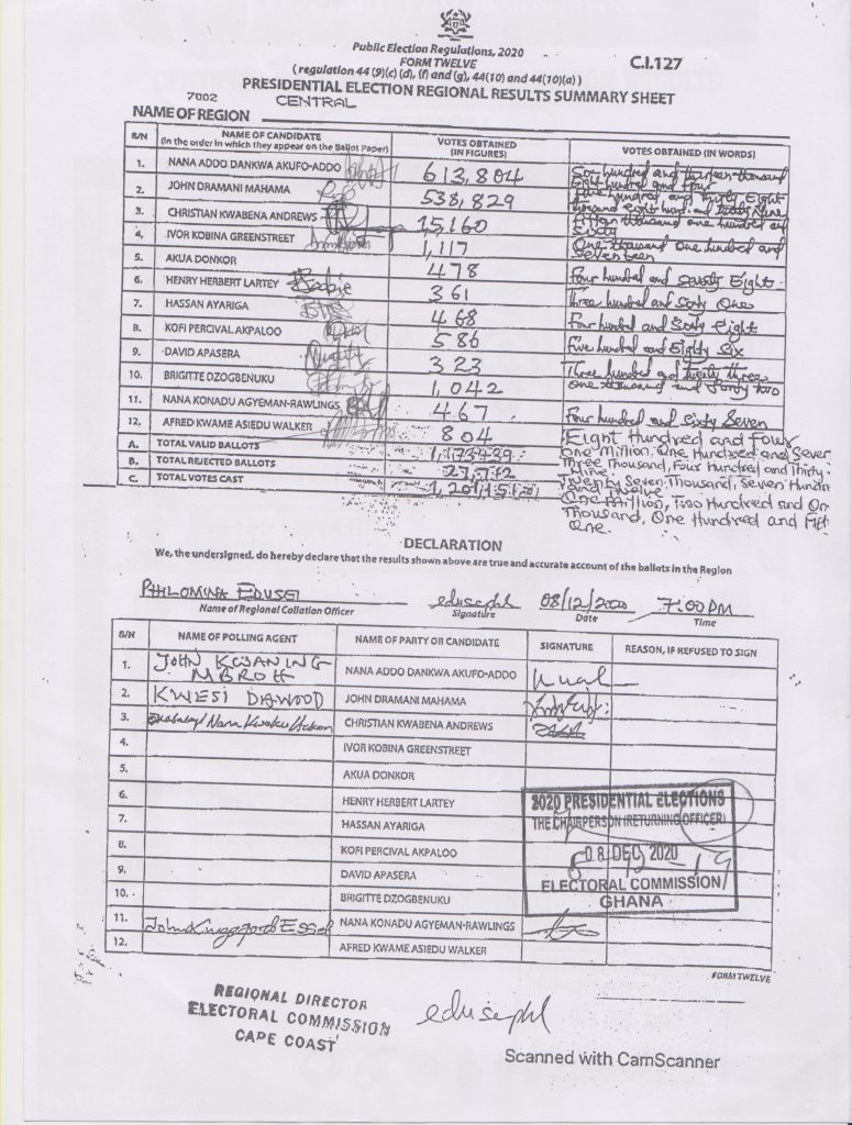 See EC's Pink sheets for Ghana's Presidential Election SoireeNews