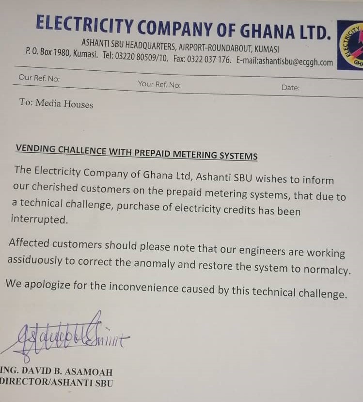 Electricity Company of Ghana Ltd Credit purchase challenges with