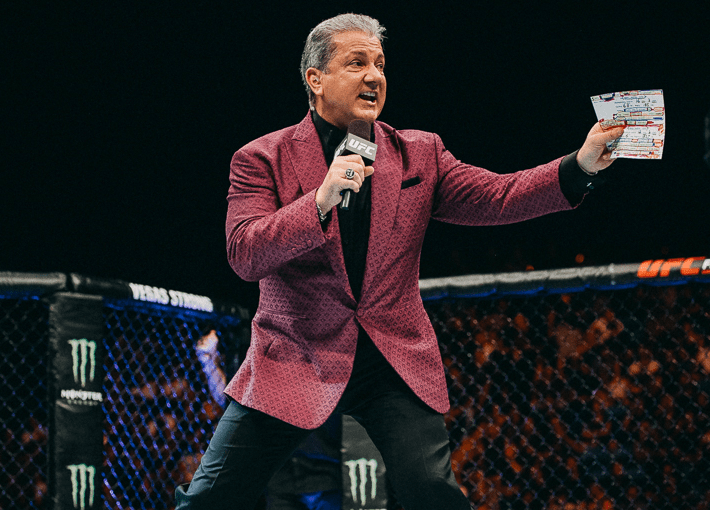 Bruce Buffer, UFC Announcer Wears King & Bay Smoking Jackets