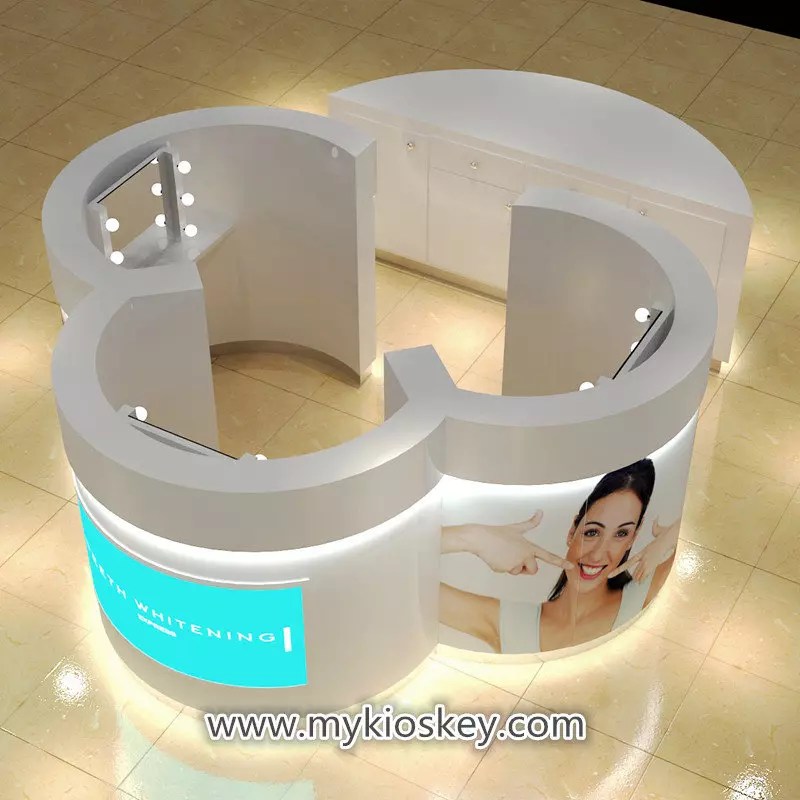Custom 4*3m teeth whitening kiosk design with 3 service station