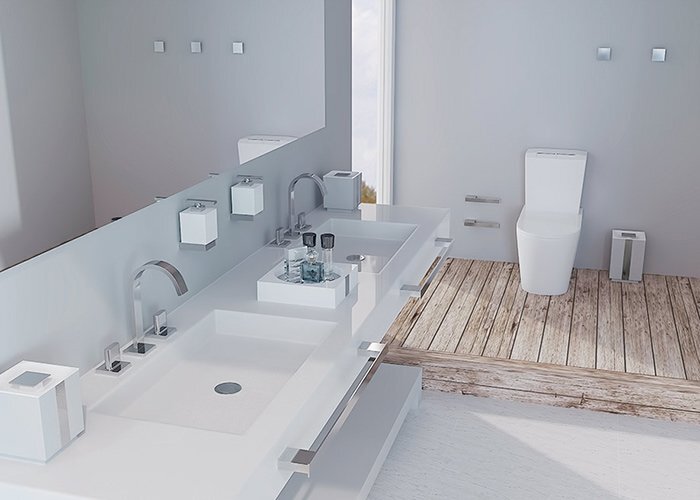 Be White & Polished Chrome Bath Hardware