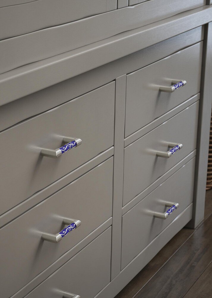 Liberty Crystal Lace Pulls in Satin Nickel & Blue