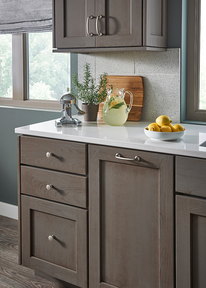 Top Knobs Asbury Mushroom Knob & Edwardian Arch Pulls in Pewter Antique