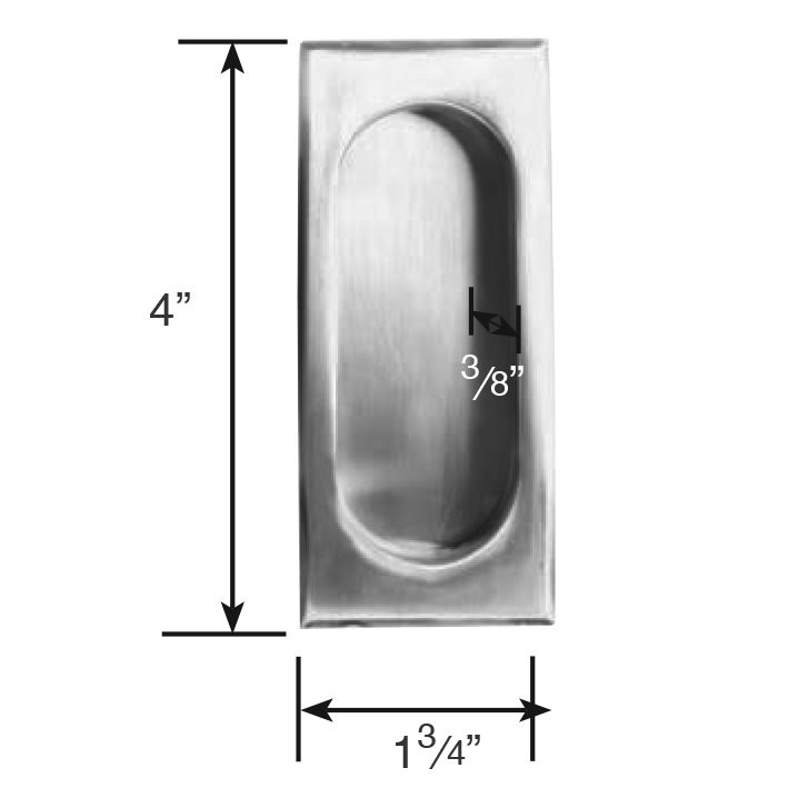 Door Accessories Collection 4" (102mm) Rectangular Recessed Pull in
