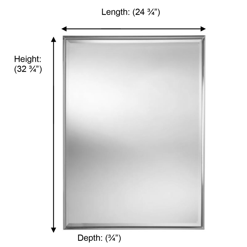Essentials Collection Rectangular Framed Mirror with Bevel in Chrome