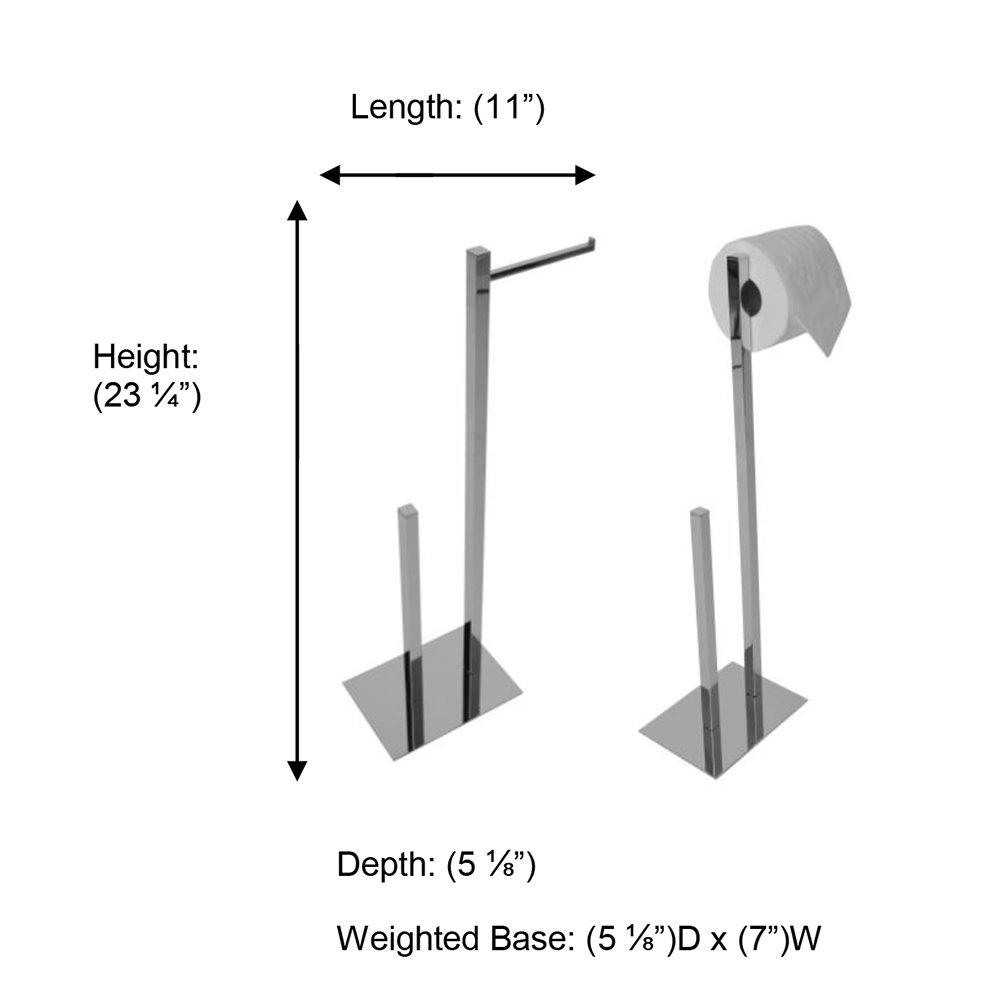Essentials Collection Freestanding Rectangular Base Toilet Paper Holder with Spare in Satin