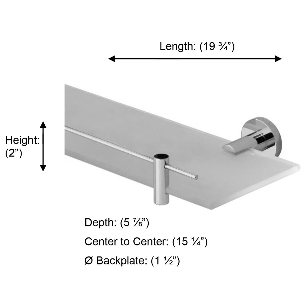 Porto Collection Glass Shelf 19 11/16" in Chrome by Valsan 67565CR