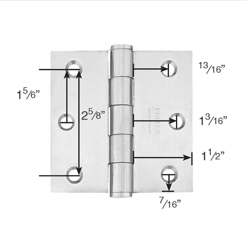Door Hinges Collection 3 1/2" x 3 1/2" Square Heavy Duty Plain Bearing Stainless Steel Hinges