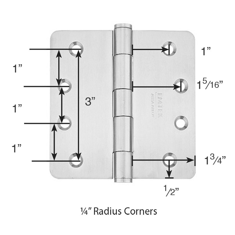Door Hinges Collection 4" x 4" 1/4" Heavy Duty Plain Bearing Stainless Steel Hinges (Sold In