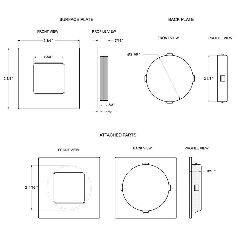 Solid Brass Flush Pulls Collection Solid Brass Square Flush Pull in