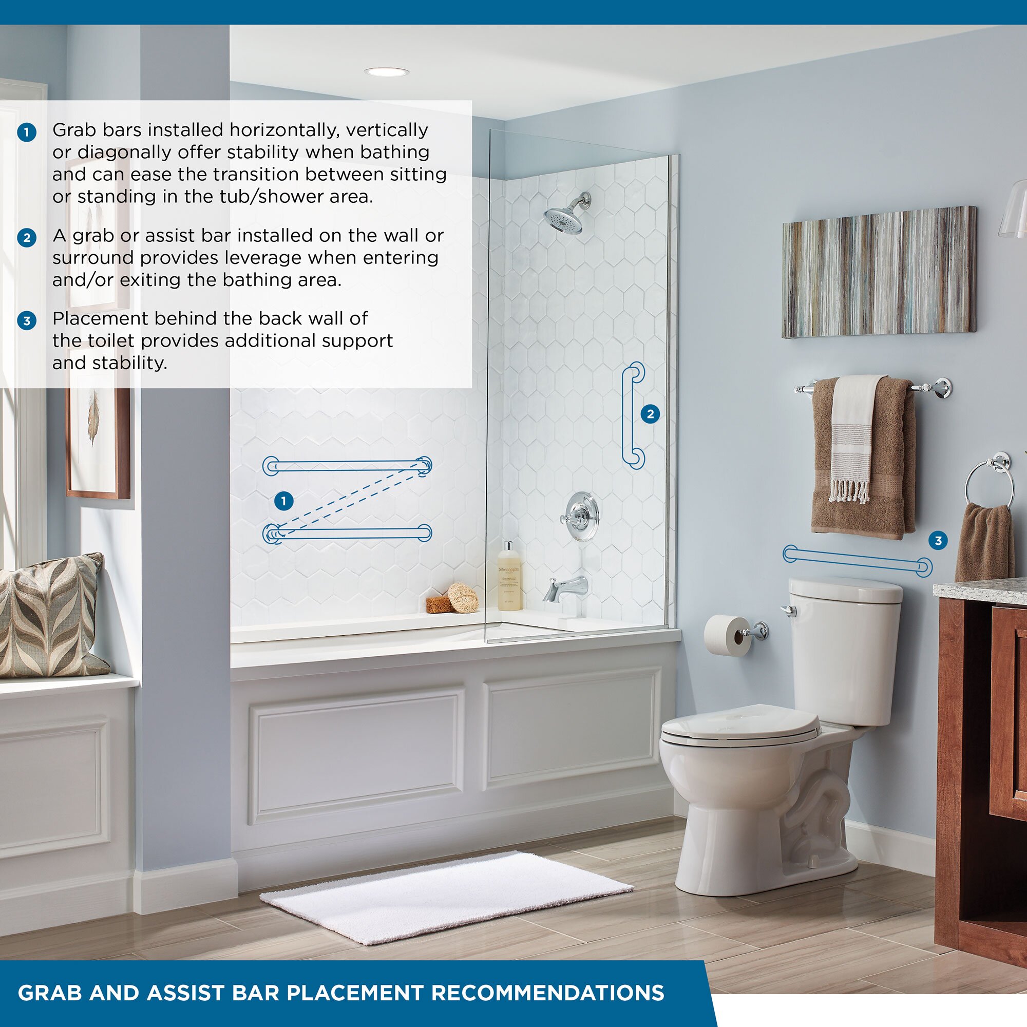 Contemporary Grab Bars Collection 9" x 7/8" Exposed Screw Residential