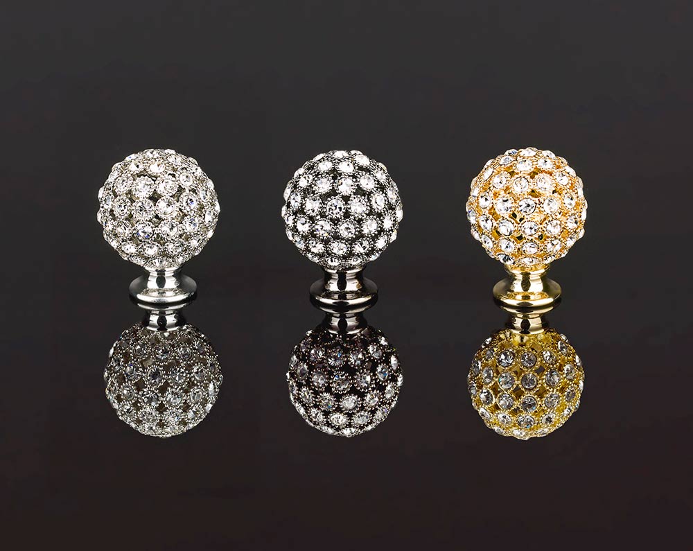 Crystal Collection 1" Small Round Knob Gold with Swarovski Crystals