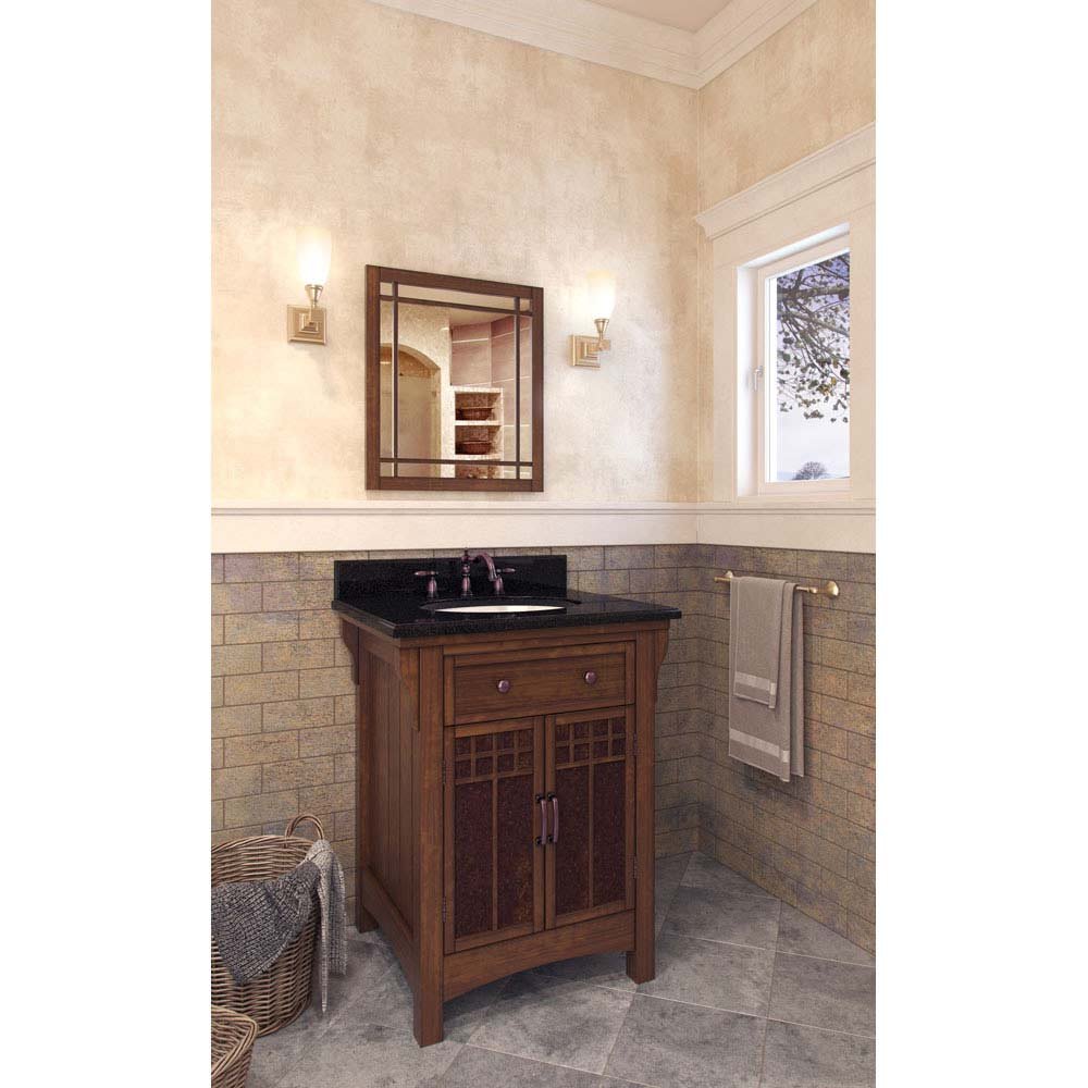 Small Bathroom Vanities 28" Bathroom Vanity in Chestnut with Black