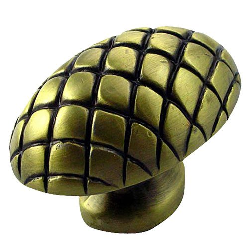 Textured Collection Large Quilted Egg Knob in Antique Brass by Big