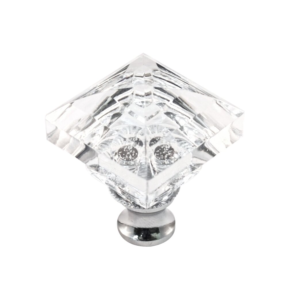 Crystal Knob Collection Beveled Square Knob in Polished Chrome by Cal