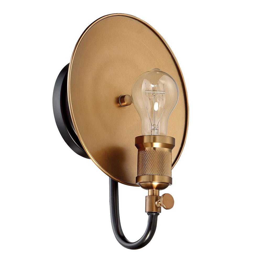 Eclipse 1 Light Wall Sconce in Flat Black/Patina Aged Brass