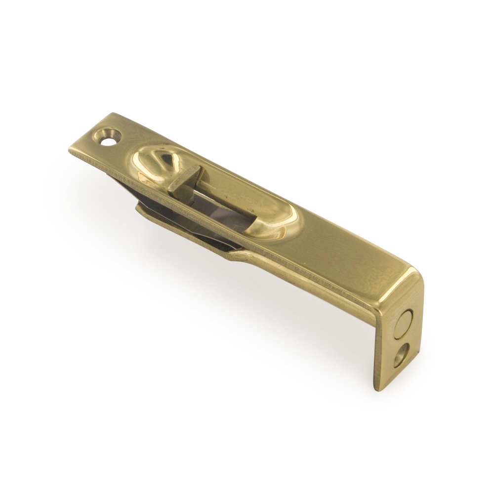 Flush Door Bolt Collection Solid Brass 4" Heavy Duty Flush Bolt in Polished Brass by Deltana