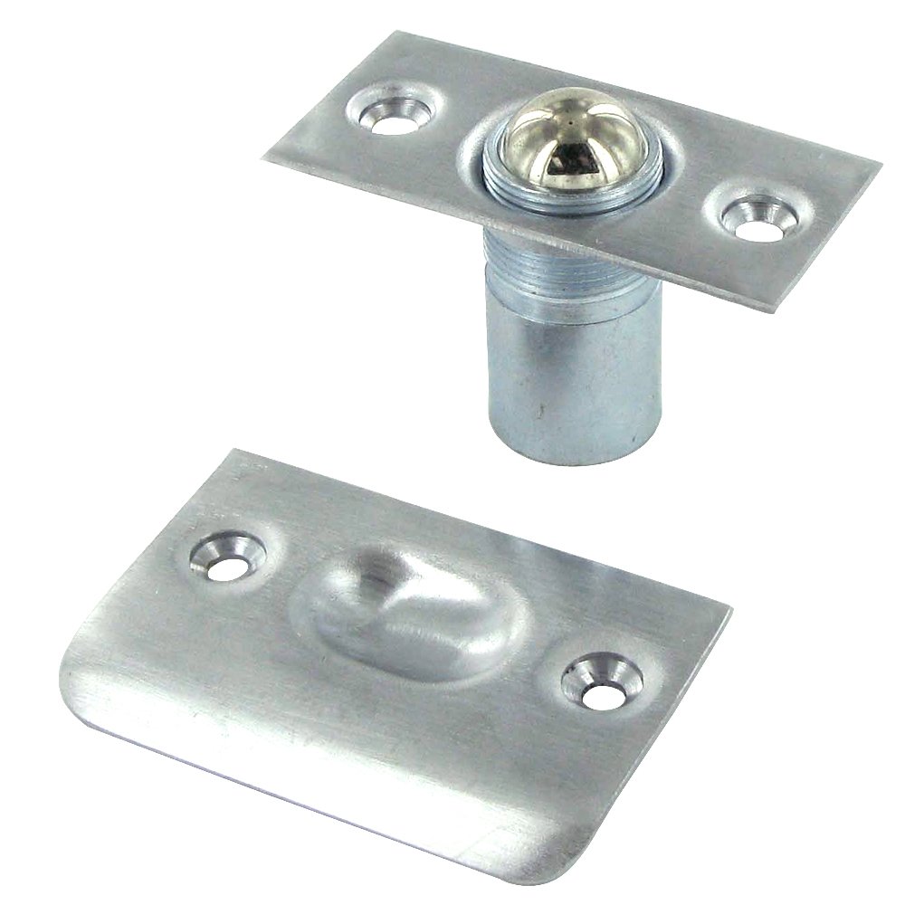Door Catches Collection Solid Brass Ball Catch in Brushed Chrome by