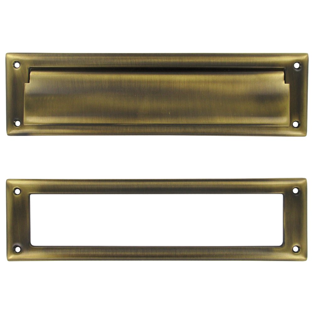 Mail Slots Collection Solid Brass Mail Slot in Antique Brass by