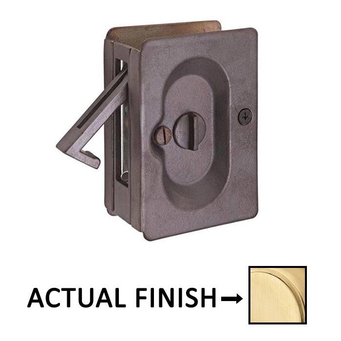 Door Accessories Collection Privacy Pocket Door Lock in Satin Brass