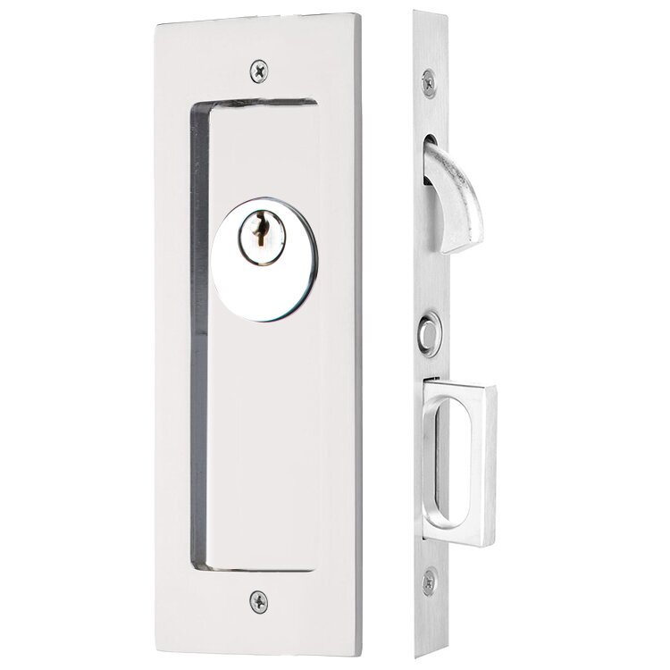 Mortise Pocket Door Hardware Collection Modern Rectangular Keyed
