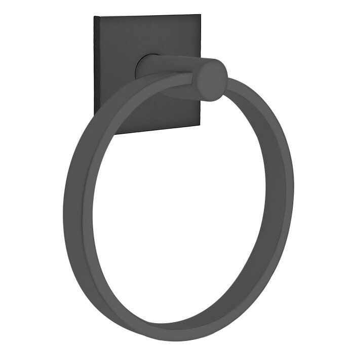 Modern Brass Collection Square Towel Ring in Flat Black by Emtek