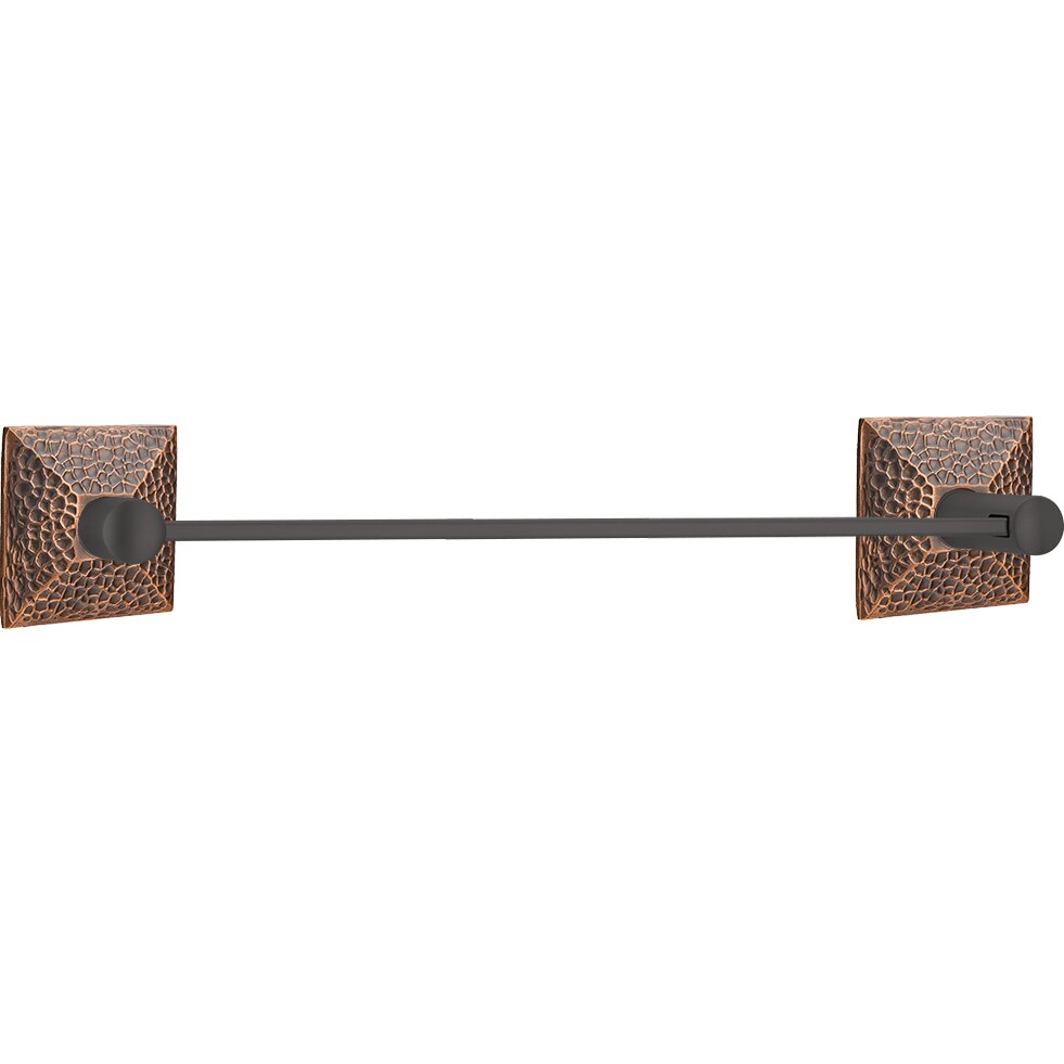Modern Brass Hammered 24" Single Towel Bar in Oil Rubbed Bronze Emtek Hardware 2802218US10B