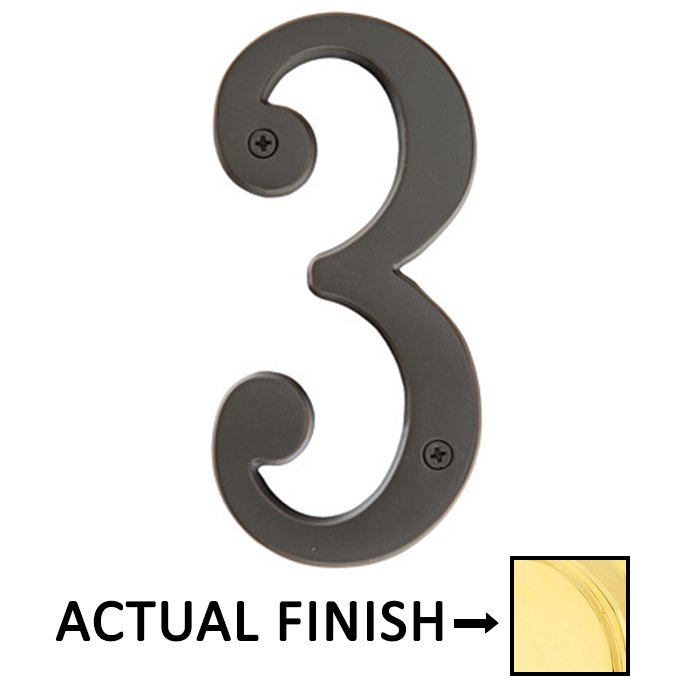 Emtek Hardware 3 Brass 4" House Number in Unlacquered Brass