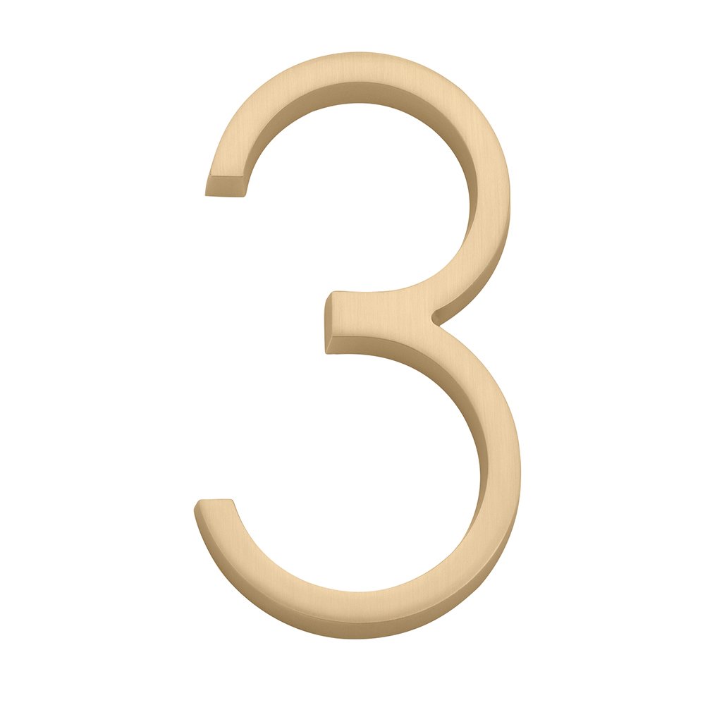 House Numbers Collection 3 Modern House Number in Satin Brass by