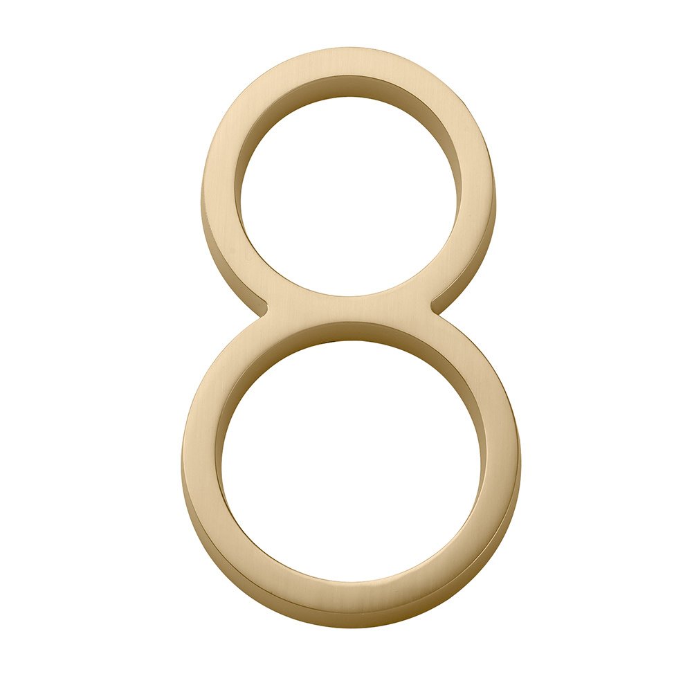 House Numbers Collection 8 Modern House Number in Satin Brass by