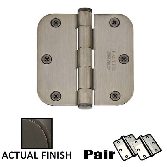 Door Hinges Collection 31/2" X 31/2" 5/8" Radius Heavy Duty Steel Hinge in Oil Rubbed Bronze