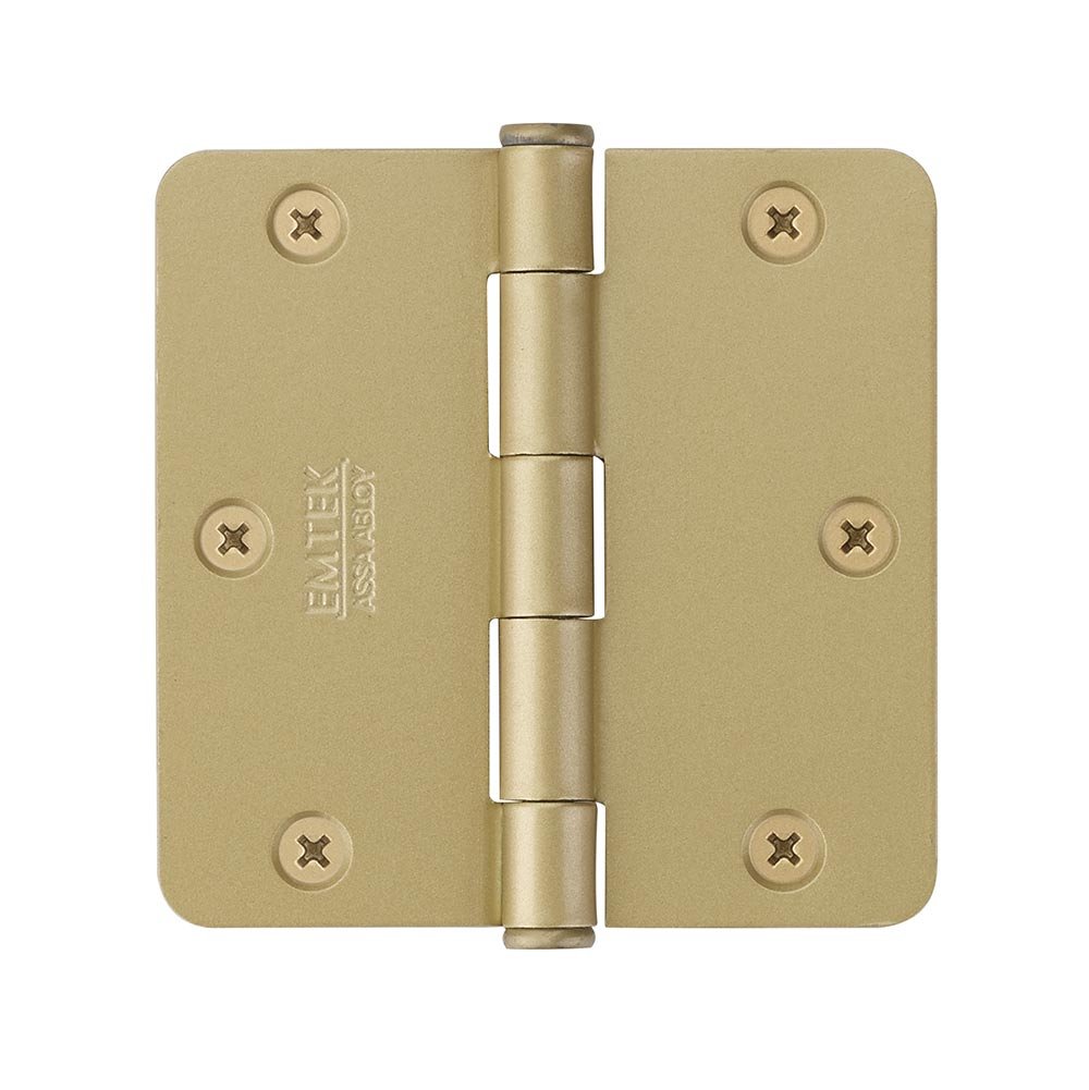 Door Hinges Collection 4" X 4" 1/4" Radius Steel Heavy Duty Hinge in Satin Brass (Sold In