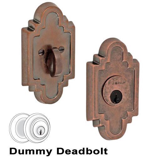 Deadbolt Lock Navajo Scalloped Dummy Deadbolt in Antique Copper