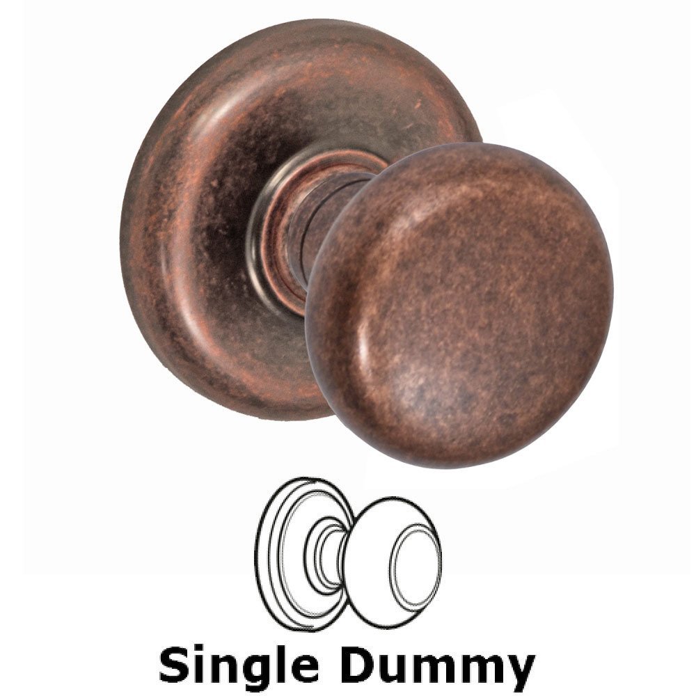 Door Knobs Single Dummy HalfRound Knob with Radius Rose in Antique Copper Fusion Hardware D