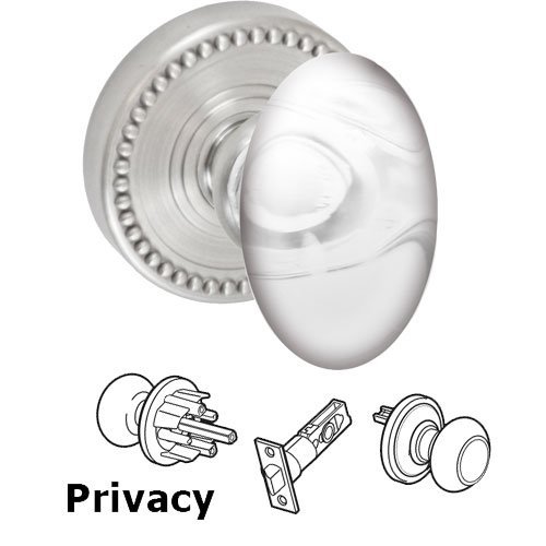 Crystal and Glass Door Knobs Privacy Clear Glass Egg Knob with Beaded