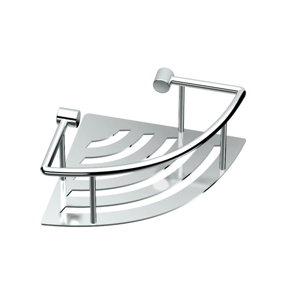 Shower Essentials Collection 8" Wide Corner Shower Shelf In Chrome by