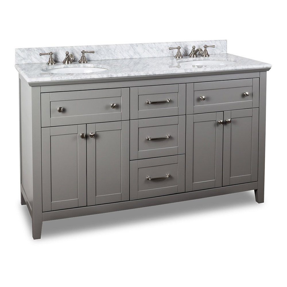 Small Bathroom Vanities Collection 60" Double Bathroom Vanity in Grey