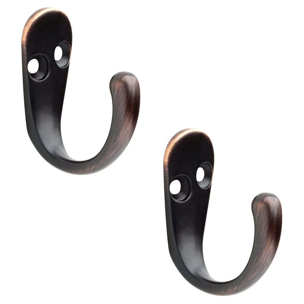 Hooks Single Prong Robe Hook (2 Per Pack) in Bronze With Copper