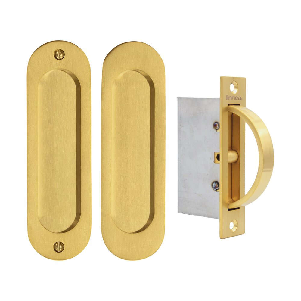 Pocket Door Locks Collection 6 5/16" Oval Passage Pocket Door Set
